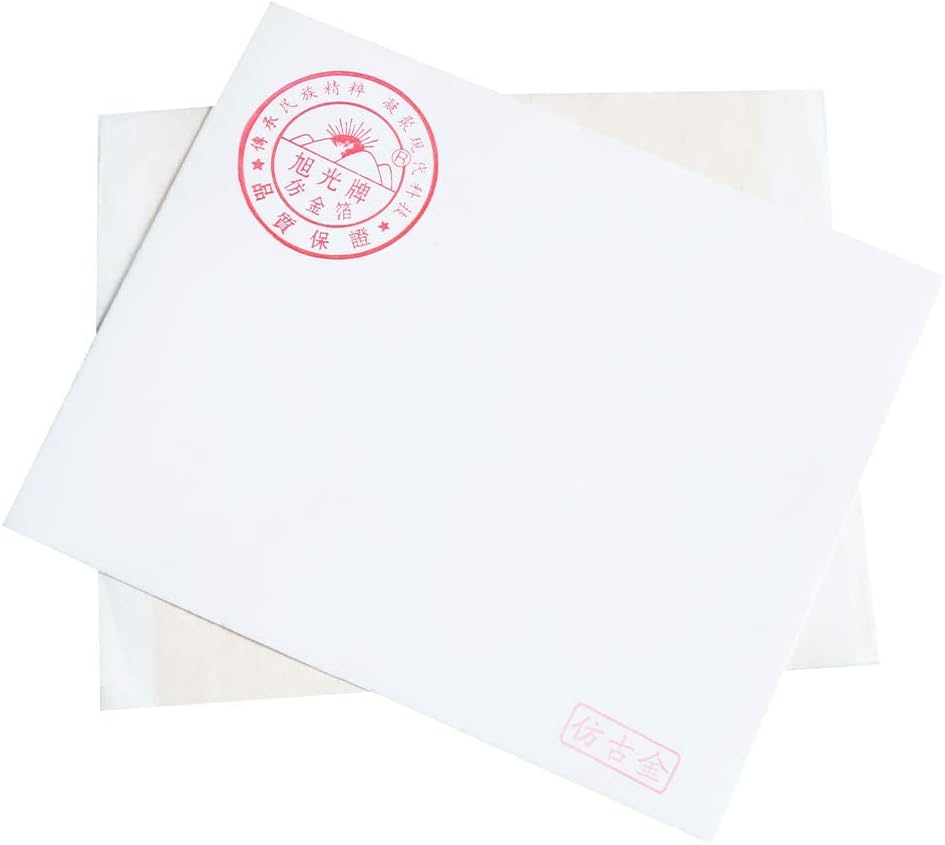 Imitation Gold Foil Sheets - KINNO Antique Gold Leaf Paper for Arts Decoration, Gilding, Nails, Handcrafts, Picture Frames, Sculpture, Furniture, and Wall, Paintings, 100 Sheets 5.1 by 5.3 Inches