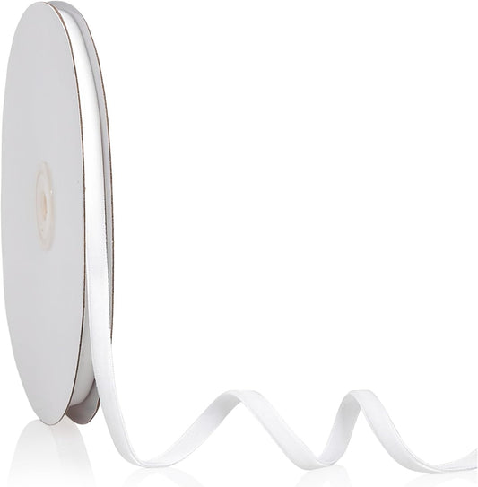 1/4" X 20 Yards White Velvet Ribbon for Christmas Tree Wreath Decoration Handmade Crafts Ornaments Gift Wrapping & Bow Making