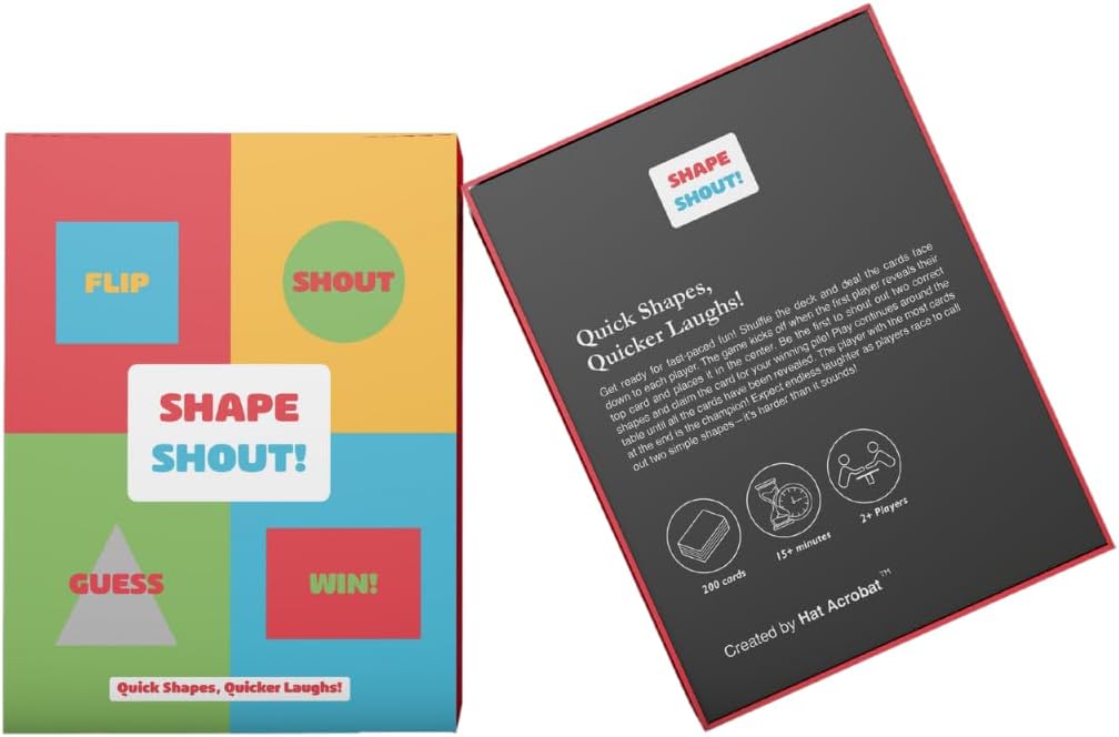 Hat Acrobat Shape Shout! - The Tricky Game for Adults and Teens - Hilarious Games Family Will Approve - Card Games for Adults and Teens - Shape and Color Match Game