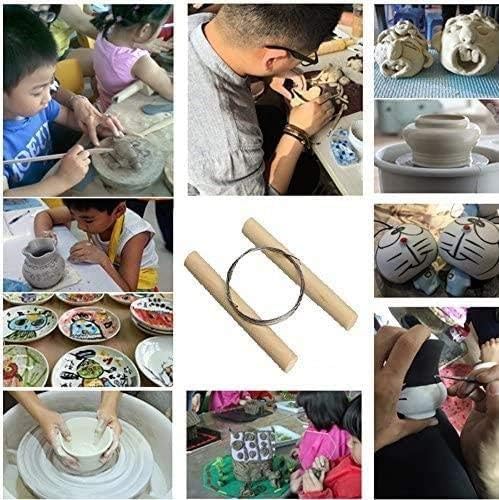 Ioffersuper 12Pcs Wire Clay Cutter with Wood Handle Easy to Use Steel Wire Cutting Tools for Cheese Plasticine Dough Mud Line Pottery Clay Ceramic Art Sculpture Cutting Cutting Pottery Tools Supplies