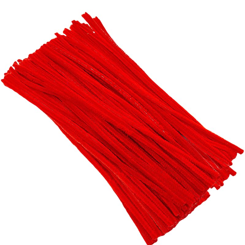 100 Pieces Pipe Cleaners Chenille Stem, Red Pipe Cleaners Set for Pipe Cleaners Christmas DIY Arts Crafts Decorations, Chenille Stems Pipe Cleaners (Red)