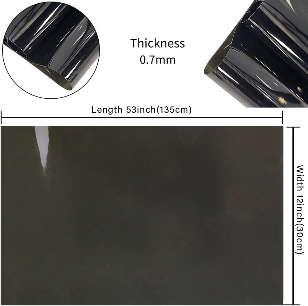 HYANG Solid Colors Transparent PVC Super Clear Holographic Vinyl 1 Roll 12" x 47" (30cm x 120cm) for DIY Bows Earrings Bags DIY Crafts Making (Black)