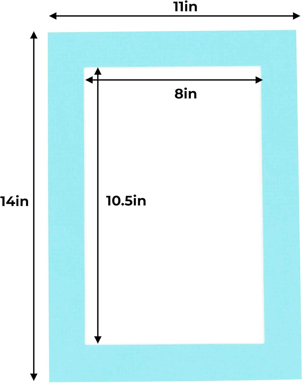 11x14 Mat for 8.5x11 Photo - Precut Aquamarine Blue Picture Matboard for Frames Measuring 11 x 14 Inches - Bevel Cut Matte to Display Art Measuring 8.5 x 11 Inches - Acid Free Pack of 25 MATS