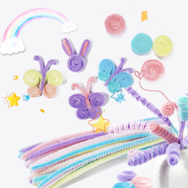 100 Pieces Pipe Cleaners Chenille Stem, Solid Candy Pink Color Pipe Cleaners Set for Pipe Cleaners DIY Arts Crafts Decorations, Chenille Stems Pipe Cleaners (Light Pink)