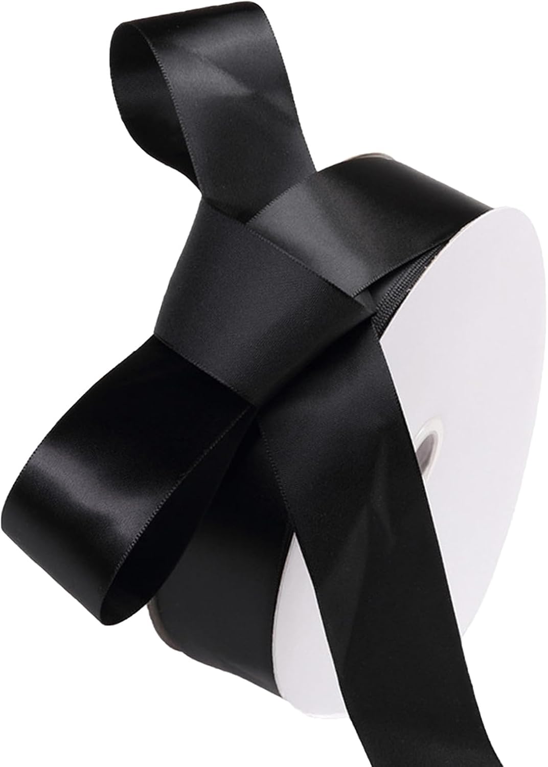 1-1/2" x 100 Yards Black Polyester Satin Ribbon Single Faced Fabric Ribbons for Eternal Roses, Flower Bouquets, Gift Wrapping, Crafts, Bridal Shower, Wedding Decor