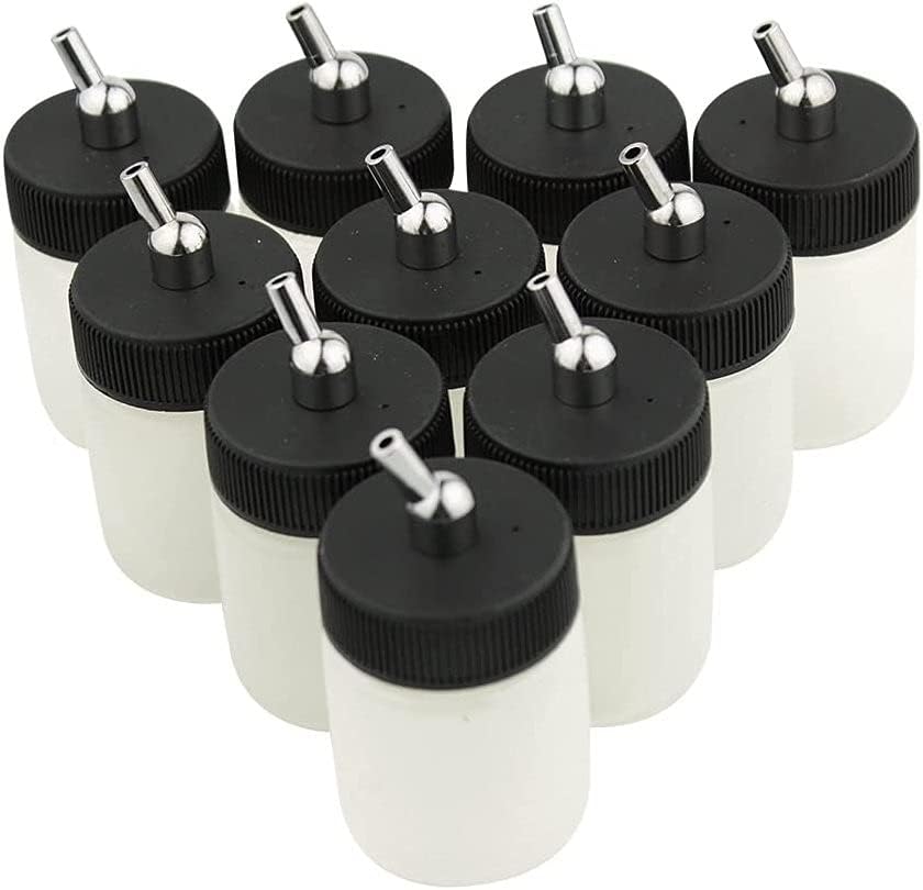 10 x 22CC Dual Action Airbrush Plastic Bottle Standard Suction Lid for Siphon Feed Airbrushes