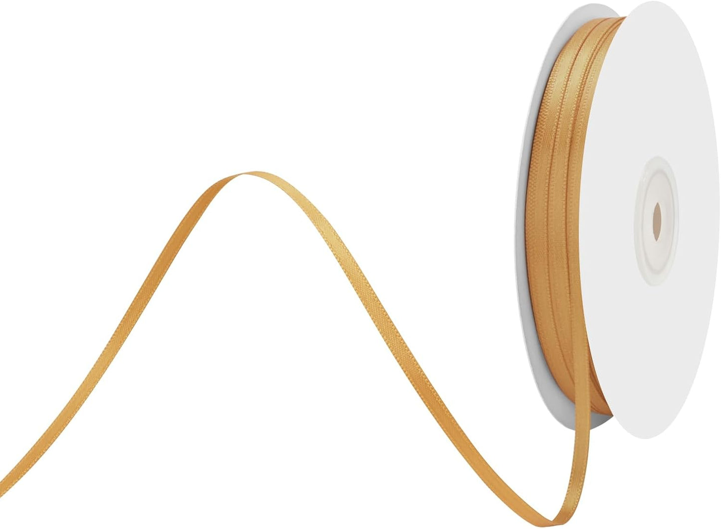 1/8" X 100 Yards Old Gold Satin Thin Ribbon Solid Color Double Faced Ribbons Perfect for Crafts Wedding Decor Bow Making Arts Sewing and More