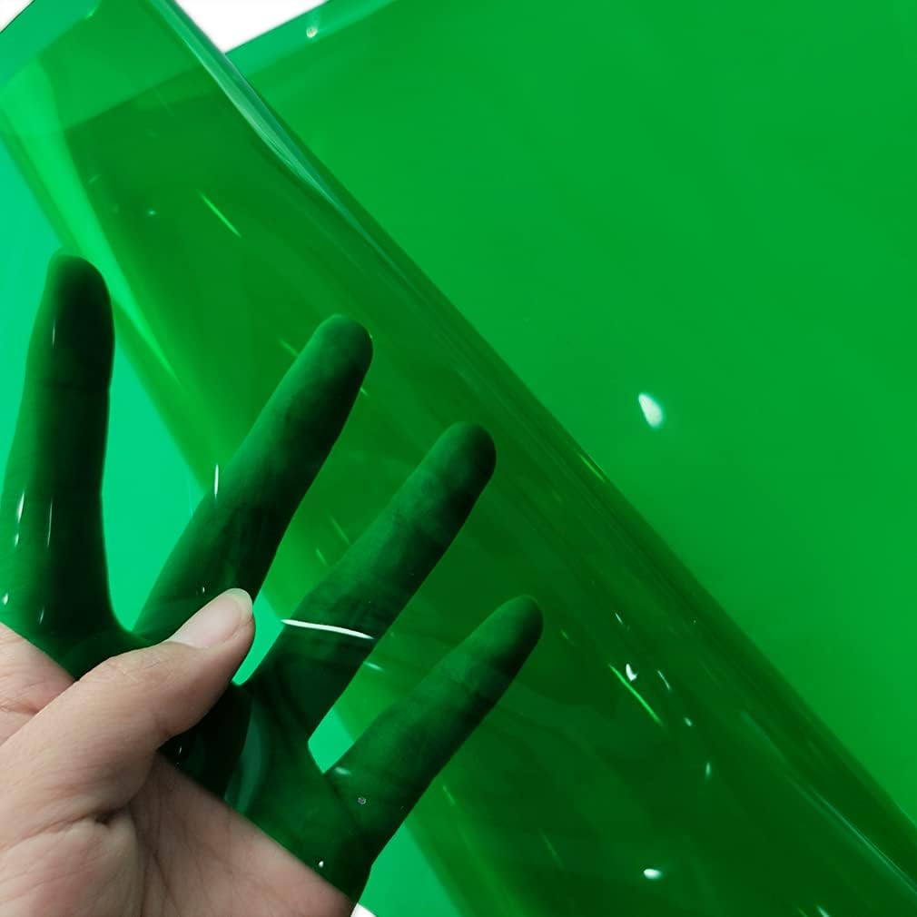 HYANG ForestGreen Transparent PVC Super Clear Holographic Vinyl Faux Leather Sheets 1 Roll 12" x 47" (30cm x 120cm) for DIY Bows Earrings Bags DIY Crafts Making