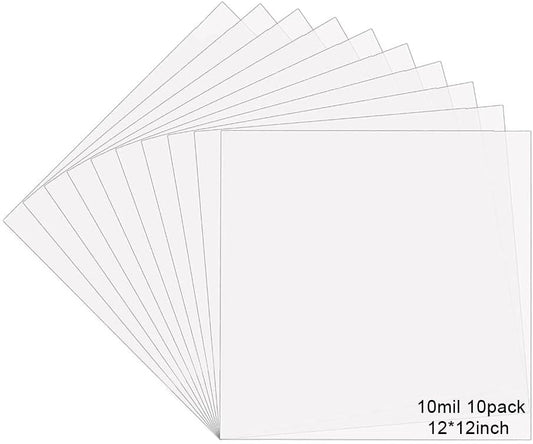 10 Sheets 10 mil Mylar Sheet, 12 x 12 inch Milky Translucent Plastic Blank Stencils, Reusable Stencil Template Material, Make Your Own Stencil