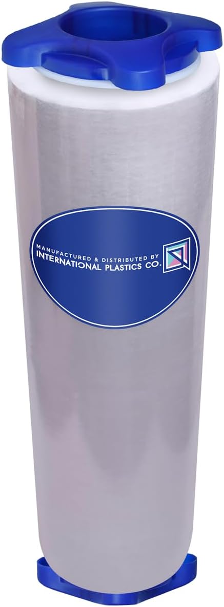 International Plastics Co. 18" Stretch Film/Wrap 1500 feet 7 Layers 80 Gauge Industrial Strength up to 800% Stretch 20 Microns Adhering Packing Moving Heavy Duty (Clear, 1 Pack - Tension Handles)