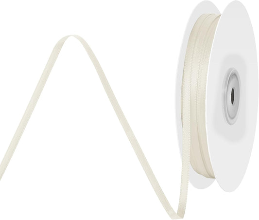 1/8 Inch X 100 Yards Ivory Satin Thin Ribbon Solid Color Double Faced Ribbons Perfect for Crafts Wedding Decor Bow Making Arts Sewing and More