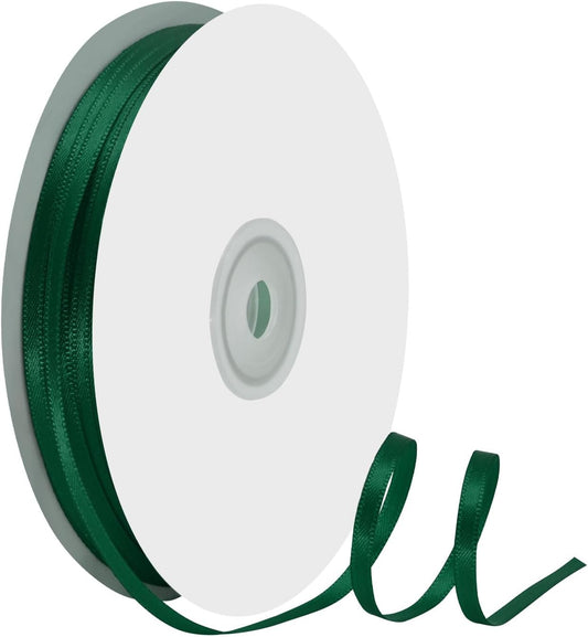 1/8" X 100 Yards Spruce Satin Thin Ribbon Solid Color Double Faced Ribbons Perfect for Crafts Wedding Decor Bow Making Arts Sewing and More