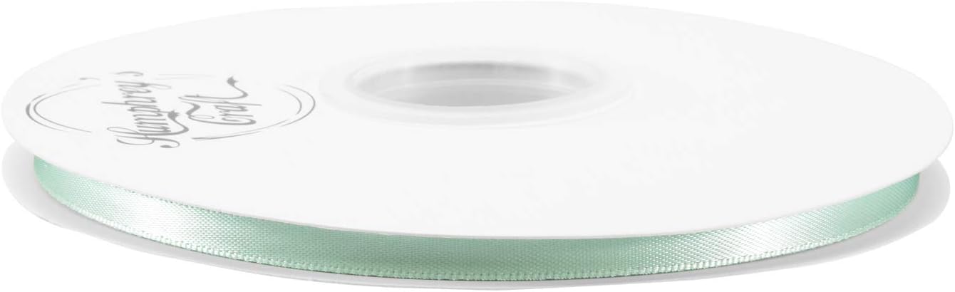Humphrey's Craft 1/4 Inch Mint Green Double Faced Satin Ribbon - 50 Yards Variety of Color for Crafts Gift Wrapping Bows Bouquet Decoration Sewing Christmas Tree Wedding Invitation Card.