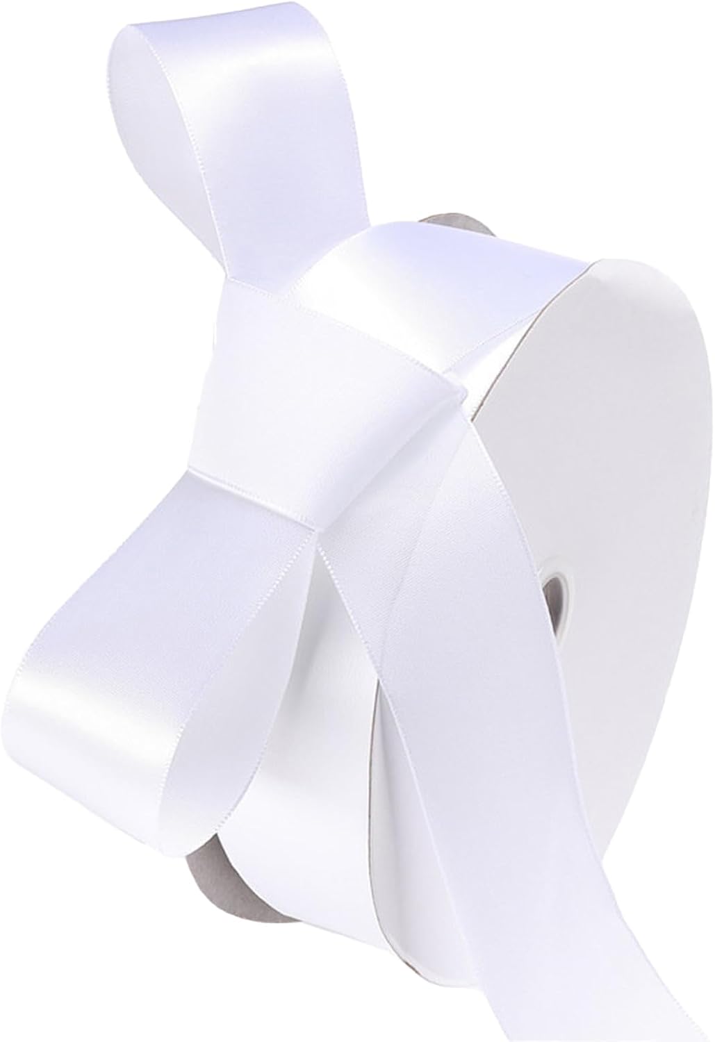 1-1/2" x 100 Yards White Polyester Satin Ribbon Single Faced Fabric Ribbons for Eternal Roses, Flower Bouquets, Gift Wrapping, Crafts, Bridal Shower, Wedding Decor