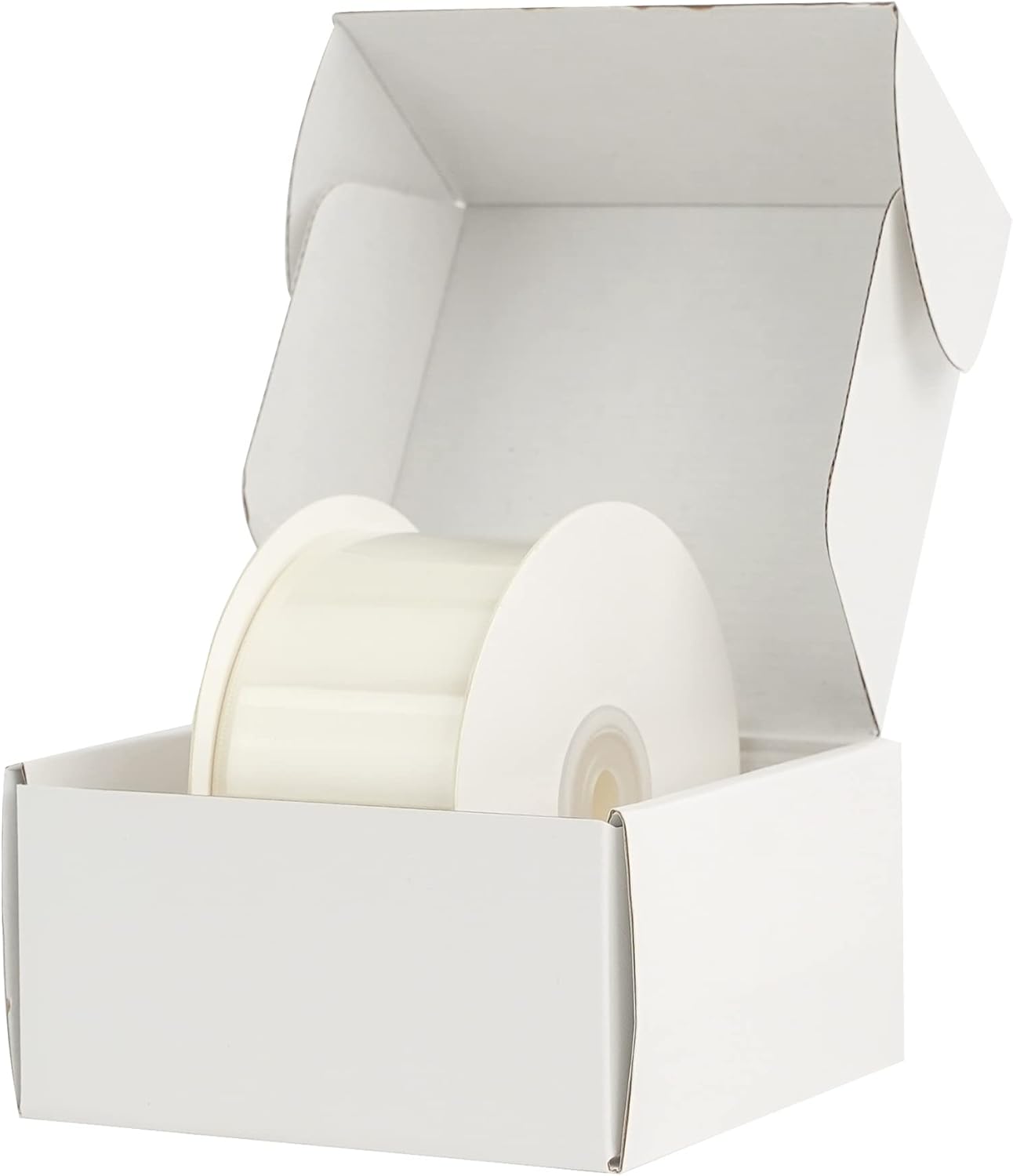 HUIHUANG White Ribbon 2 inch Wide Antique White Double-Faced Satin Ribbon for Flower Arrangements Supplies Wedding Bridal Shower Decor Invitations Crafts Bows Gift Wrapping, Basket - 25 Yards/Roll