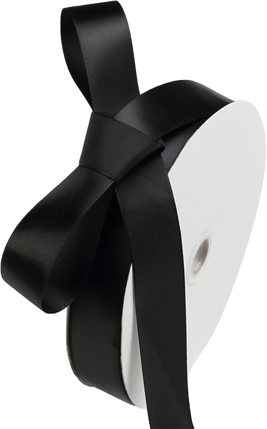 1" x 100 Yards Black Polyester Satin Ribbon Single Faced Bulk Fabric Ribbons for Gift Wrapping, Crafting, Bows Making, Flower Bouquet, Wedding, Home Decor