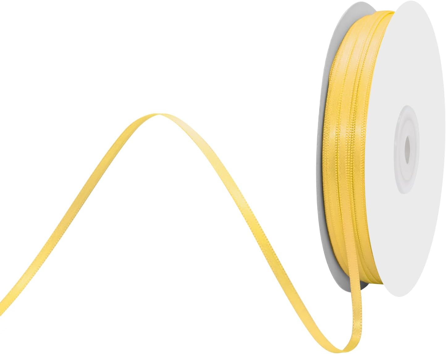 1/8" X 100 Yards Maize Yellow Satin Thin Ribbon Solid Color Double Faced Ribbons Perfect for Crafts Wedding Decor Bow Making Arts Sewing and More