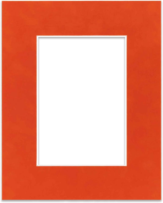 11x14 Mat Bevel Cut for 8.5x11 Photos - Acid Free Orange Suede Precut Matboard With Backing Board and Crystal Clear, Self Seal Mat Bag - For Pictures, Framing - 4-ply Thickness