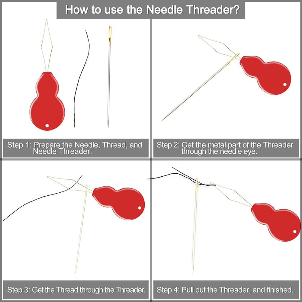 100 Pack Premium Large Eye Needles for Hand Sewing with Needle Threaders, Assorted Sizes, Embroidery Needles for Hand Sewing, Sewing Needles Large Eye, Big Eye Needle