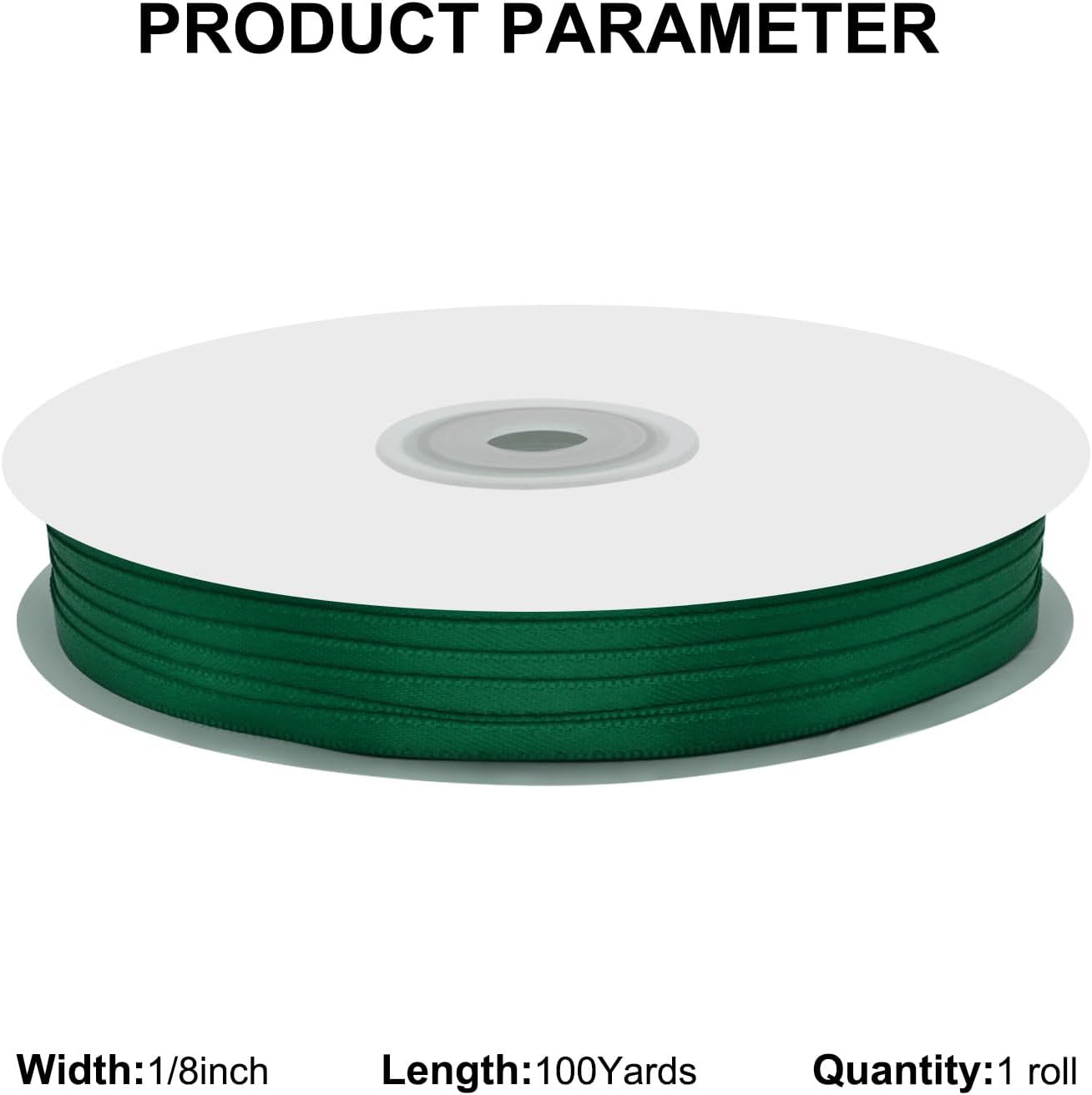 1/8" X 100 Yards Spruce Satin Thin Ribbon Solid Color Double Faced Ribbons Perfect for Crafts Wedding Decor Bow Making Arts Sewing and More