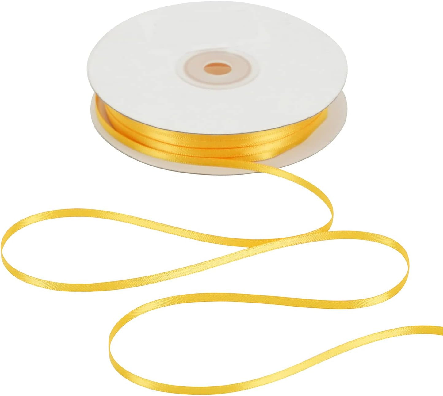 HUIHUANG Yellow Satin Ribbon 1/8 inch x Continuous 100 Yards Double Faced Thin Satin Ribbon for Crafts, Gift Wrapping, Wedding Invitation Card, Tag Decoration