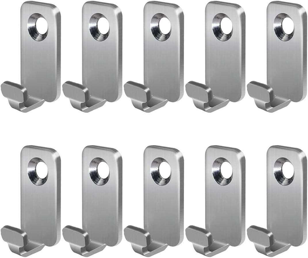 10pcs Heavy Duty T-Head J-Shaped Hangers 304 Stainless Steel Wall Mounted Mini Wall Hooks Hanger for Mirror Picture Frames Hanging Wire/D Rings/Keyhole Hangers