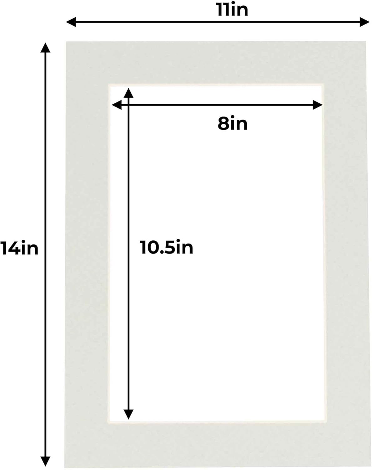 11x14 Mat for 8.5x11 Photo - Precut Grey Picture Matboard for Frames Measuring 11 x 14 Inches - Bevel Cut Matte to Display Art Measuring 8.5 x 11 Inches - Acid Free ONE MAT