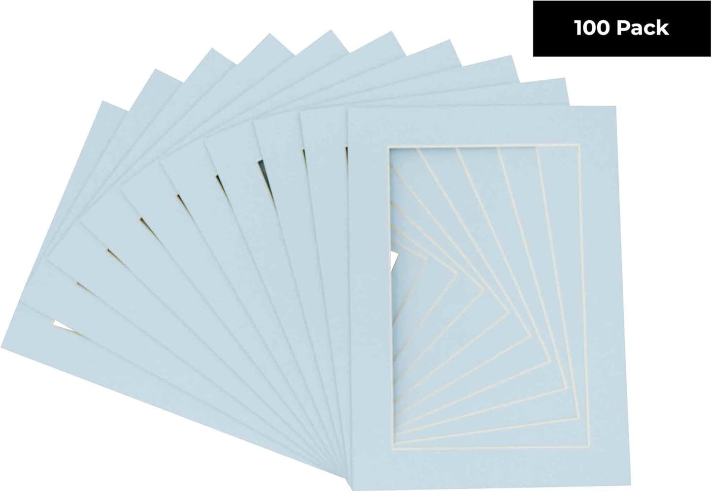 11x14 Mat for 8.5x11 Photo - Precut Baby Blue Picture Matboard for Frames 11 x 14 Inches - Bevel Cut to Display Art 8.5 x 11 Inches - Acid Free Pack of 100 MATS with Backing Boards & Clear Bags