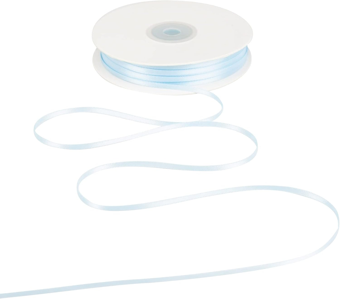 HUIHUANG Light Blue Thin Satin Ribbon 1/8 inch Ribbon 100 Yards Roll Double Face Craft Ribbon for DIY Crafts Gift Wrapping Bows Decoration Sewing and Invitation Card Hanging Tags Baby Shower Decor