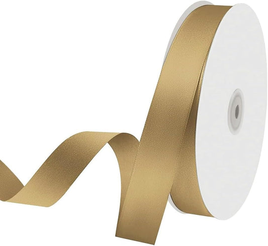 1" x 100 Yards Satin Ribbon - Champagne Gold Silk Ribbon with Spool - Ideal for Gift Wrapping, Floral Bouquets, Crafts, Wedding Party Decorations, Christmas and Sewing Projects