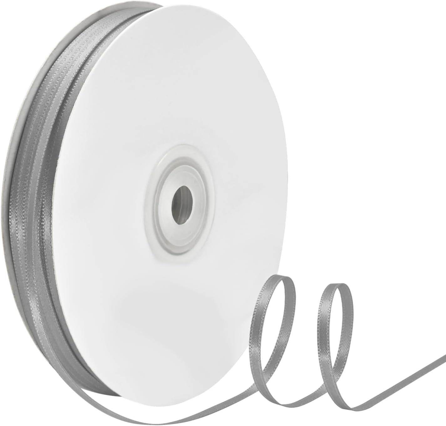 1/8 Inch X 100 Yards Silver Satin Thin Ribbon Solid Color Double Faced Ribbons Perfect for Crafts Wedding Decor Bow Making Arts Sewing and More