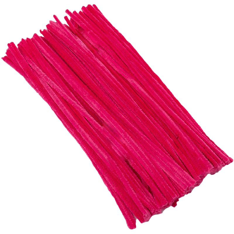 100 Pieces Pipe Cleaners Chenille Stem, Pastel Candy Color Pipe Cleaners Set for Pipe Cleaners DIY Arts Crafts Decorations, Chenille Stems Pipe Cleaners (Rose red)