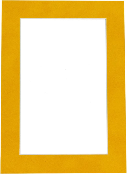 11x14 Mat Bevel Cut for 8.5x11 Photos - Acid Free Bright Yellow Precut Matboard With Backing Board and Crystal Clear, Self Seal Mat Bag - For Pictures, Framing - 4-ply Thickness
