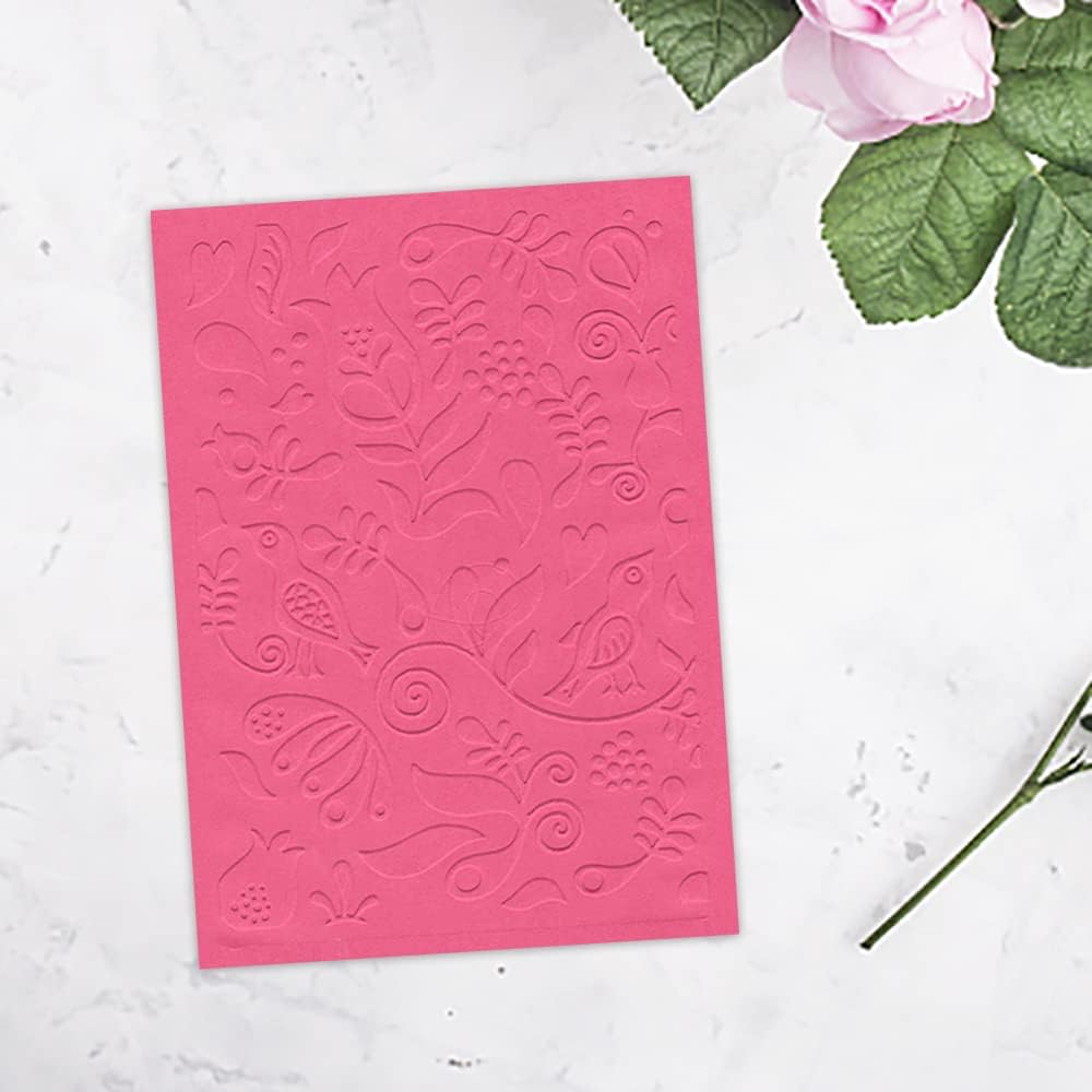 Hying 3-D Textured Impressions Background Embossing Folder, Flower Pattern Plastic Embossing Folder Template for Card Making Scrapbooking Paper Craft Album Stamps DIY Décor