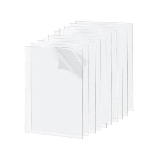 10 Pack 7.87x9.84 Clear Acrylic Sheet 1mm Thick, Clear Plexiglass Sheet 20x25cm, Plastic Plexiglass Board Acrylic Board for Wall Crafts Glass Picture Frame DIY Projects Signs and Painting
