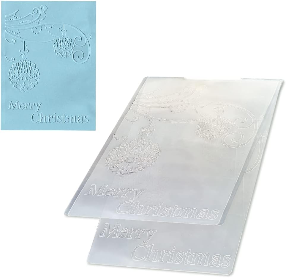 Hying 3-D Textured Impressions Background Embossing Folder, Christmas Ball Pattern Plastic Embossing Folder Template for Card Making Scrapbooking Paper Craft Album Stamps DIY Décor