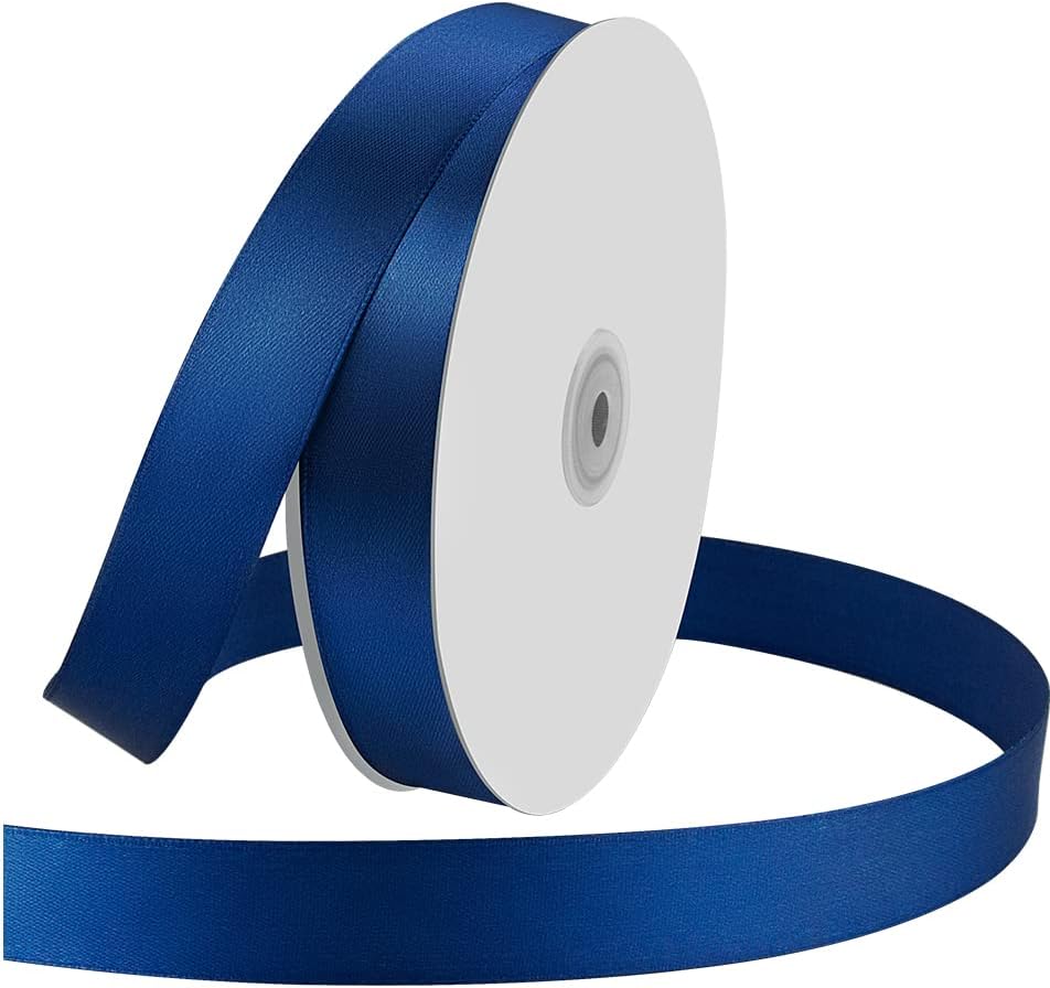 1" Wide x 100 Yards Single Face Polyester Satin Ribbon, Satin Ribbon for Crafts, Gift, Hair Bows, Wedding Party Decoration, Bow Making & Other Projects (Navy Blue)