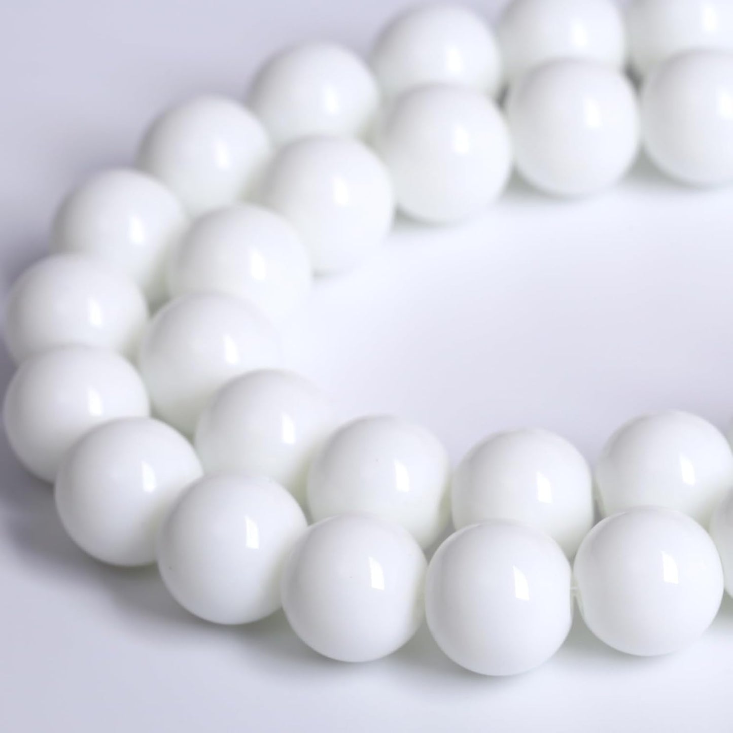 10MM Natural Stone White Porcelain Agate Beads Round Loose Stone Beads for Jewelry and Bracelets Making 72pcs 2 Strands 32"