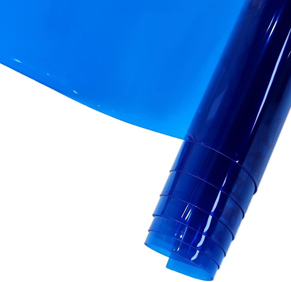 HYANG Blue Transparent PVC Super Clear Holographic Vinyl Faux Leather Sheets 1 Roll 12" x 47" (30cm x 120cm) for DIY Bows Earrings Bags DIY Crafts Making