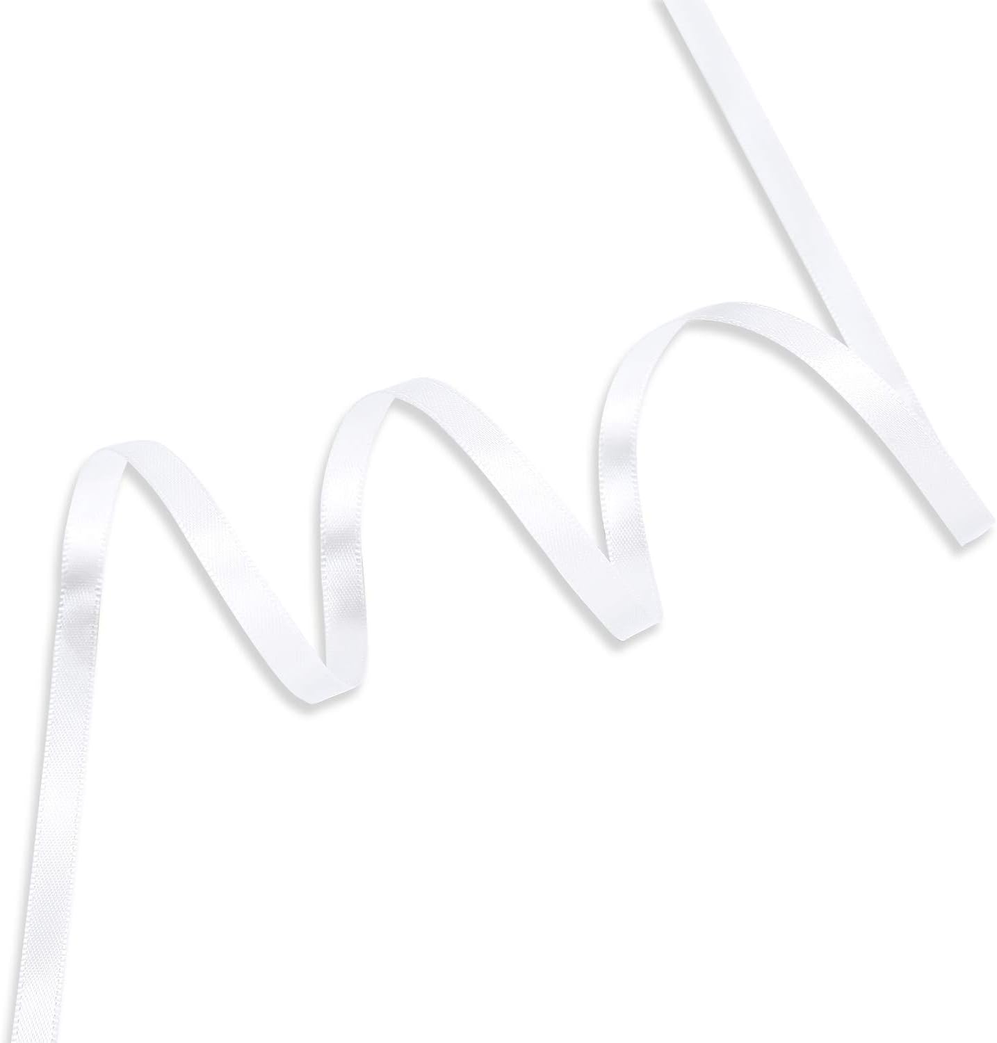 Humphrey's Craft 1/4 Inch White Double Faced Satin Ribbon - 50 Yards Variety of Color for Crafts Gift Wrapping DIY Bows Bouquet Decoration Sewing Christmas Tree Wedding and Invitation Card.