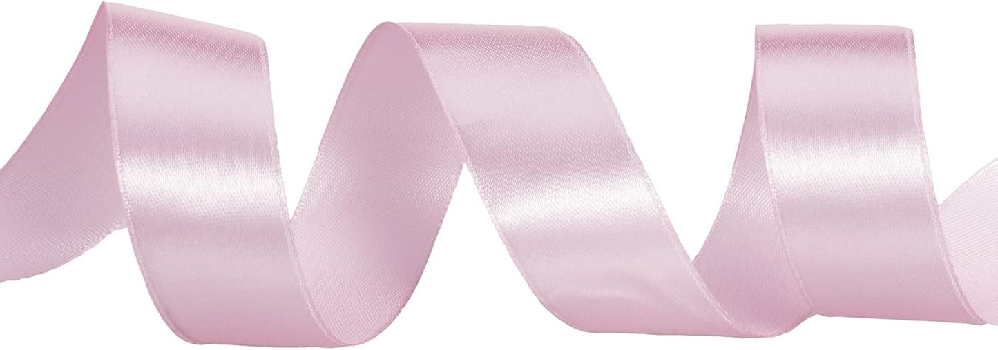 1 Inch Pink Solid Satin Ribbon, 50 Yards Craft Fabric Ribbon for Gift Wrapping Floral Bouquets Wedding Party Decoration