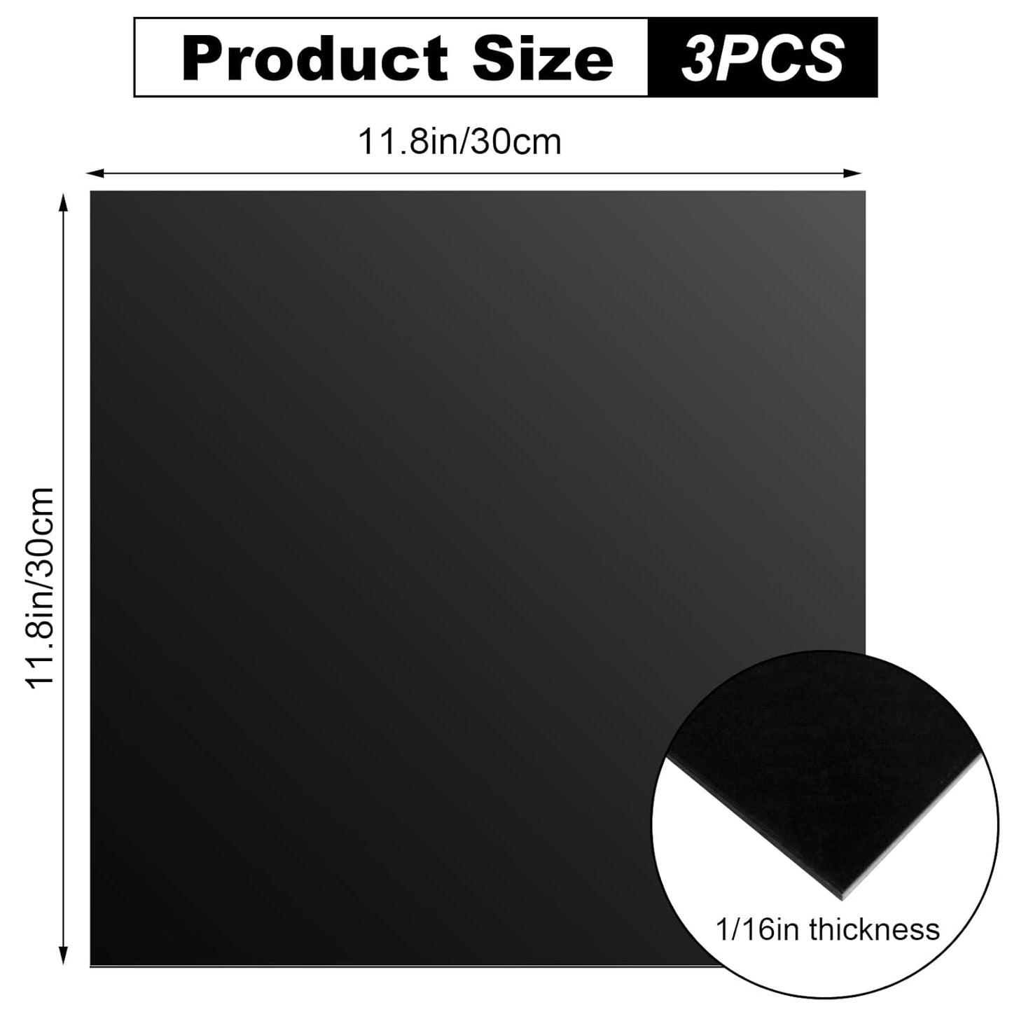 3PCS 12 x 12 x 1/16(0.06”) Inch Anodized Aluminum Sheet, 5052 Black Aluminum Engraving Blanks, 1.5MM Thin Metal Plates for Laser Engraving, Crafting, DIY, House Decoration