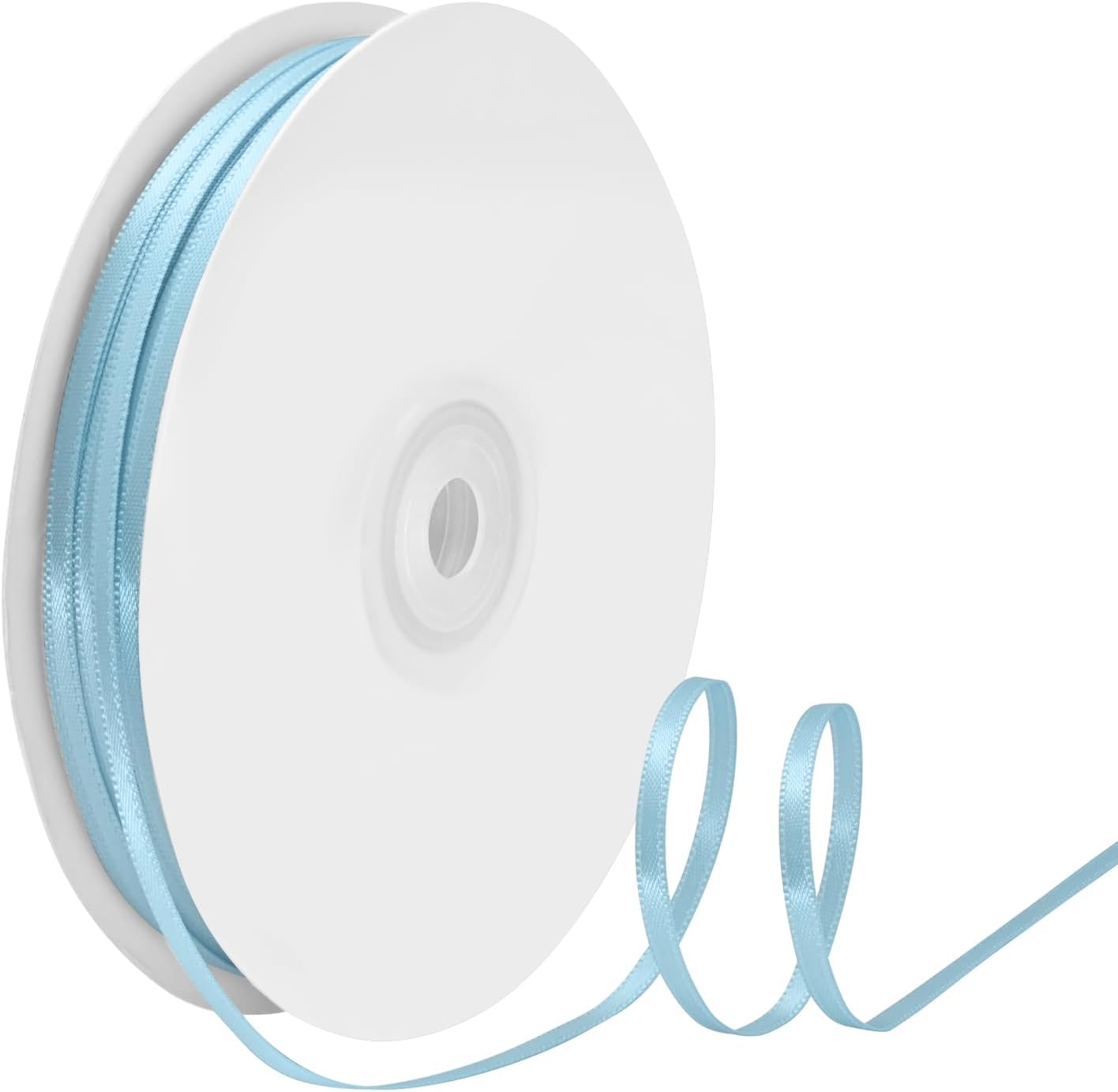 1/8 Inch X 100 Yards Lt Blue Satin Thin Ribbon Solid Color Double Faced Ribbons Perfect for Crafts Wedding Decor Bow Making Arts Sewing and More