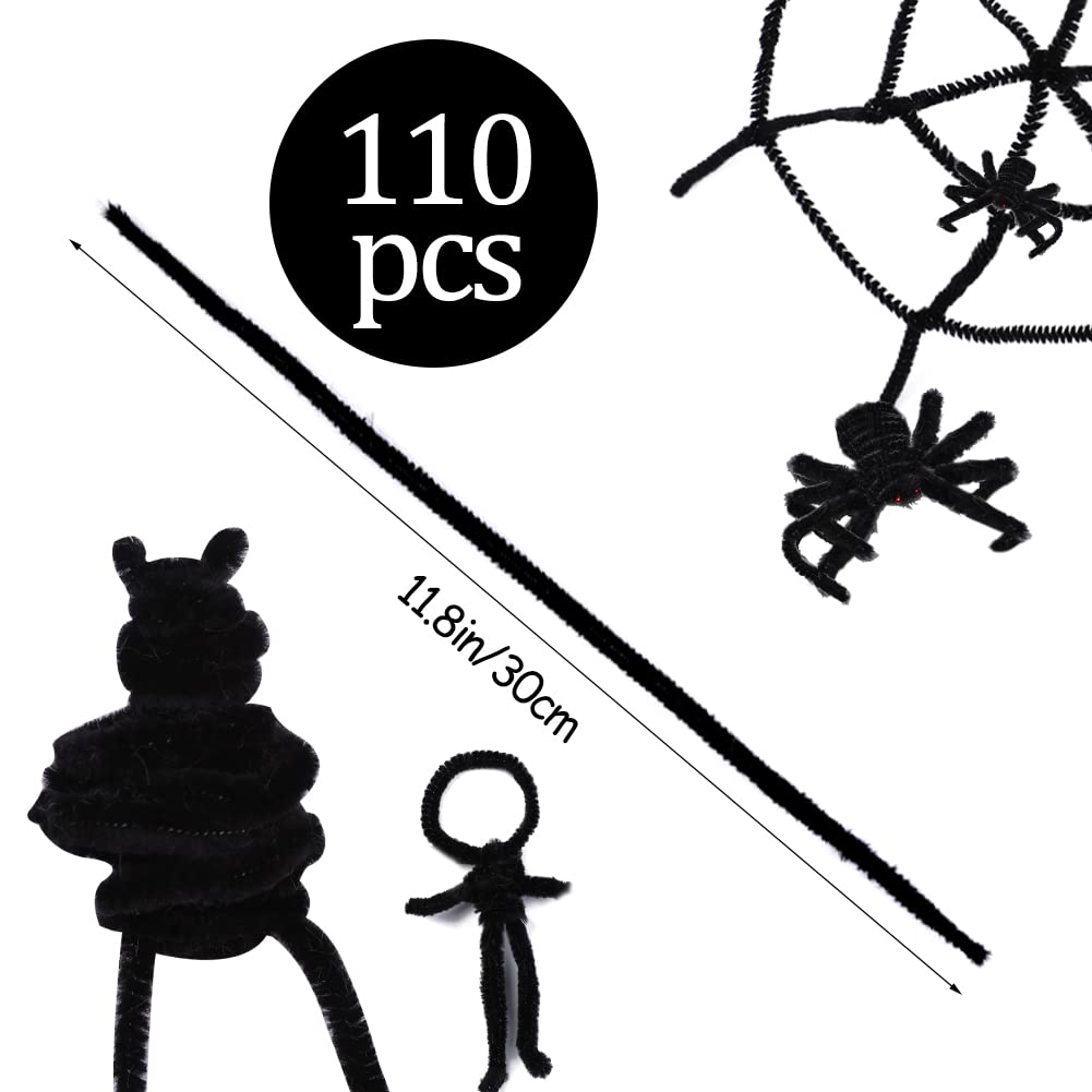 110 PCS Black Pipe Cleaners - Bulk Art & Craft Pipe Cleaners Chenille Stem for Creative Home Decoration and Arts Crafts