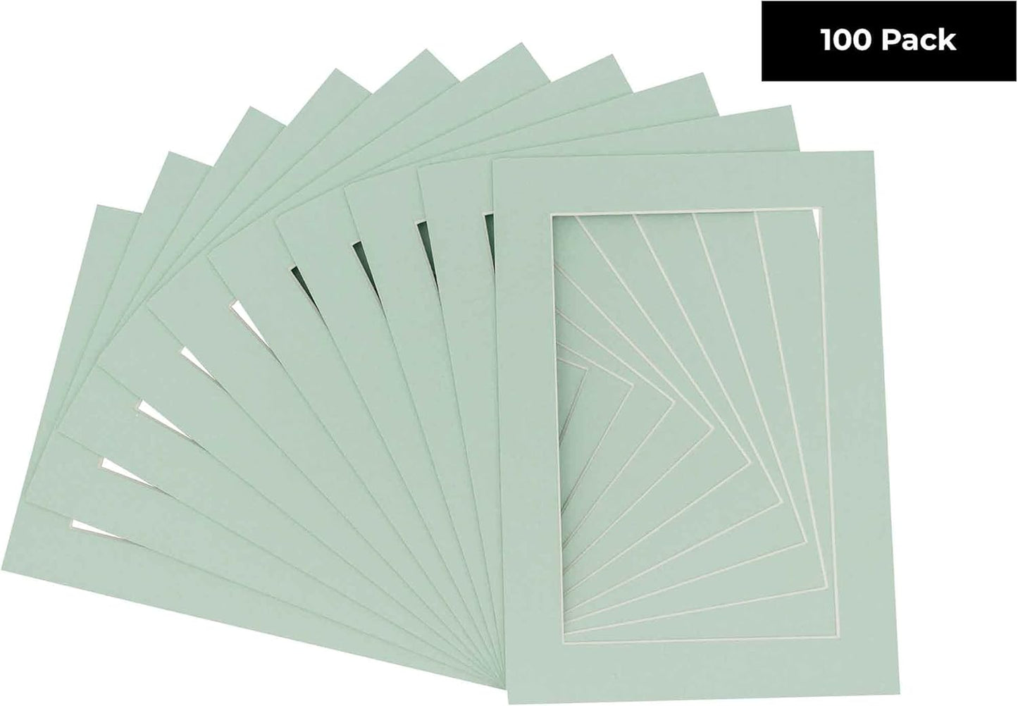 11x14 Mat for 8.5x11 Photo - Precut Honeydew Green Picture Matboard for Frames 11 x 14 Inches - Bevel Cut to Display Art 8.5 x 11 Inches - Acid Free Pack of 100 MATS with Backing Boards & Clear Bags