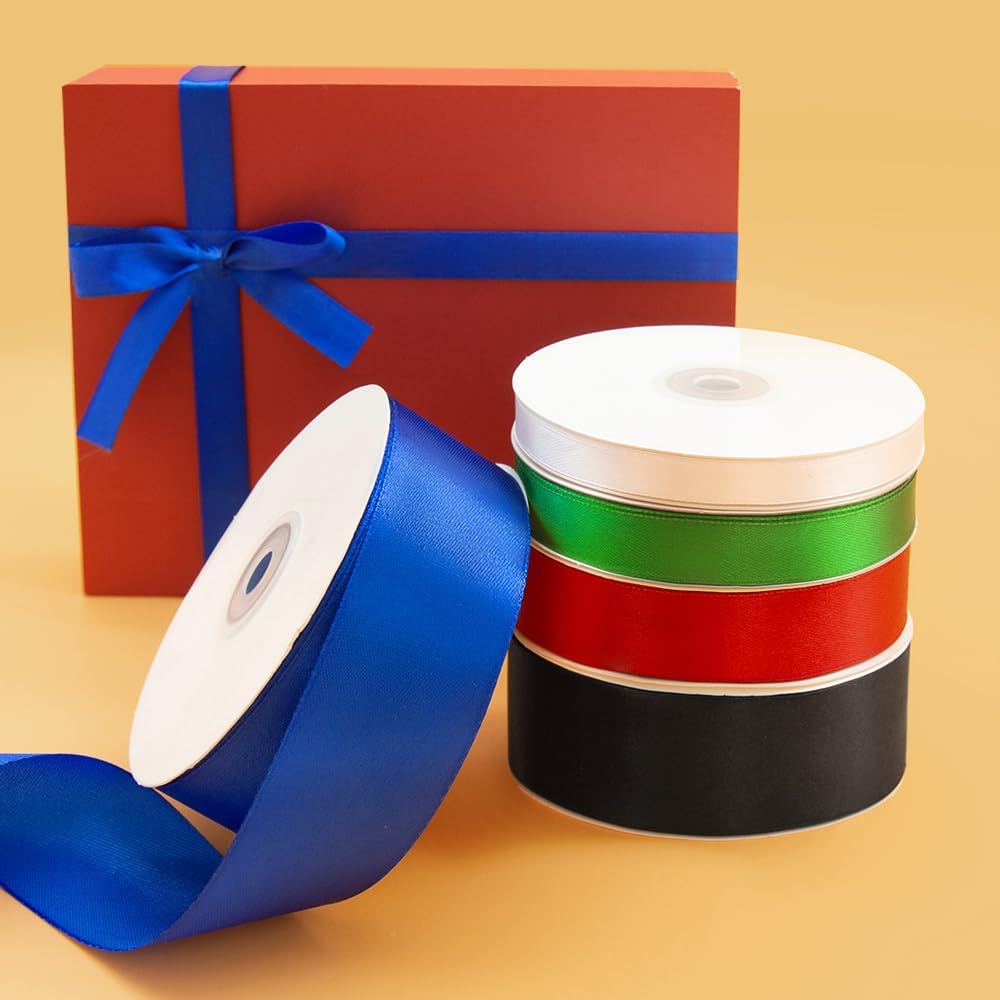 1" x 50 Yards Satin Ribbon - Ivory Silk Ribbon with Spool - Ideal for Gift Wrapping, Floral Bouquets, Crafts, Wedding Party Decorations, Christmas and Sewing Projects