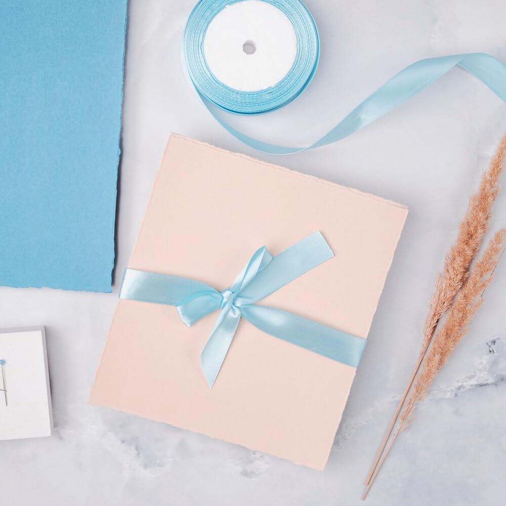 1" Width x 50 Yards Satin Fabric Ribbon, Light Blue Ribbon Perfect for DIY Bows, Swags, Gift Wrapping, Craft, Flower Bouquet，Christmas and Party Decoration