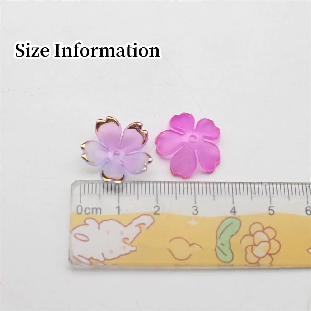 100pcs Acrylic Flower Beads, 19mm Cherry Blossom Plastic Gradient Flower Spacer Beads for DIY Crafts Bracelet Necklace Earrings Jewelry Making(Purple)