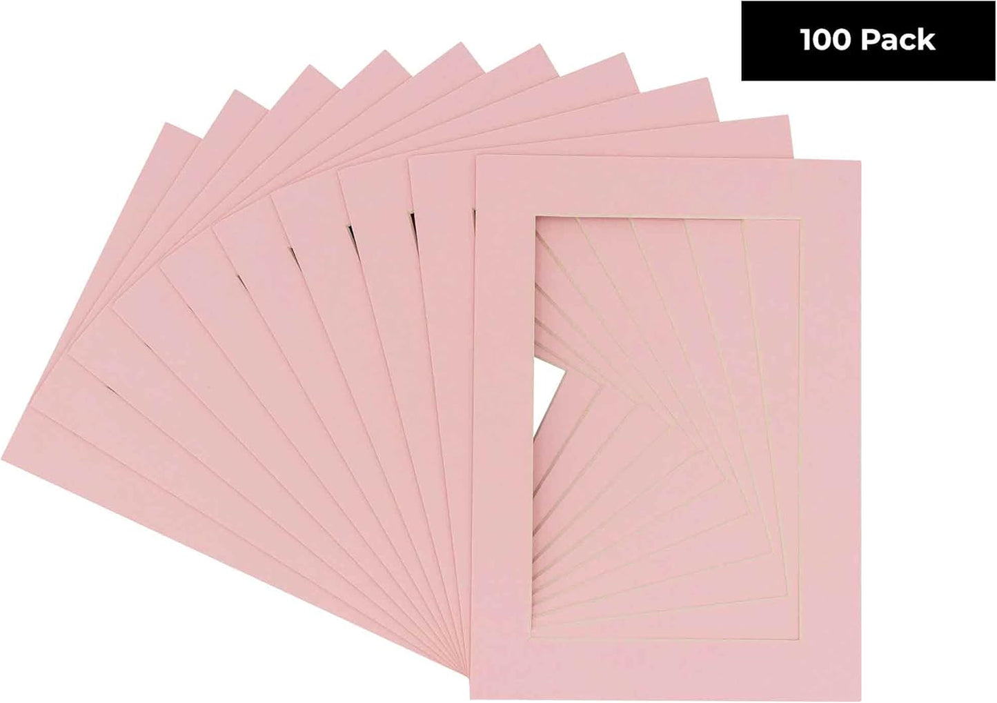 5.5x8.5 Mat for 8.5x11 Frame - Precut Mat Board Acid-Free Soft Pink 5.5x8.5 Photo Matte for a 8.5x11 Picture Frame, Matboard for Family Photos, Show Kits, Art, Picture Framing, Pack of 100 Mats