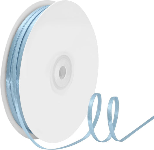 1/8 Inch X 100 Yards Dusty Blue Satin Thin Ribbon Solid Color Double Faced Ribbons Perfect for Crafts Wedding Decor Bow Making Arts Sewing and More
